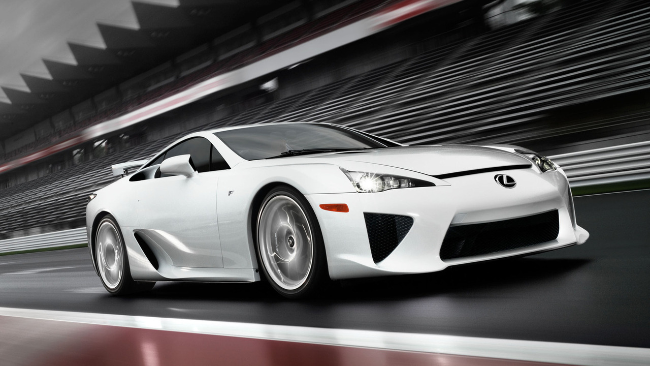 White Lexus LFA on racetrack