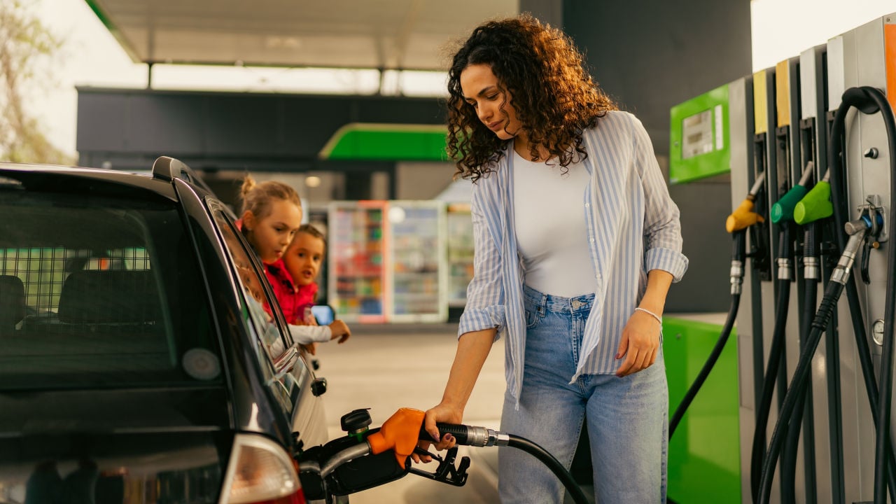 Woman at gas station