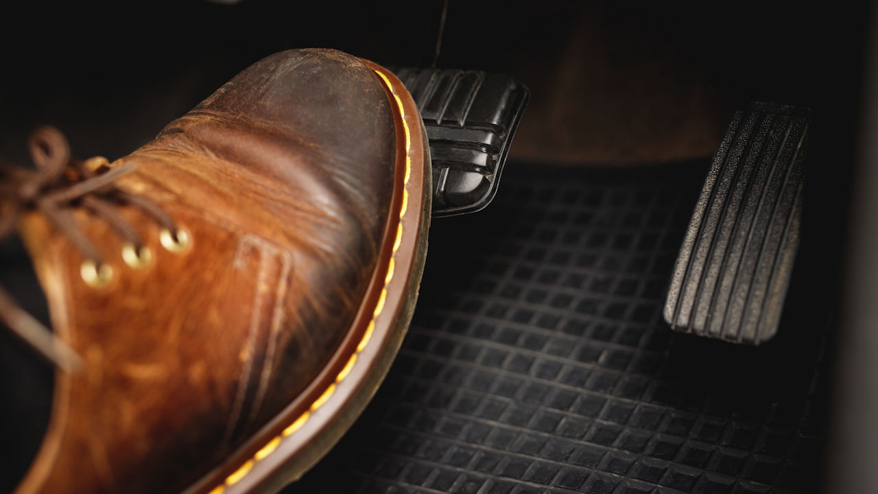 Foot on brake pedal