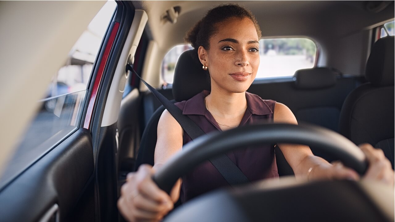 Woman driving car