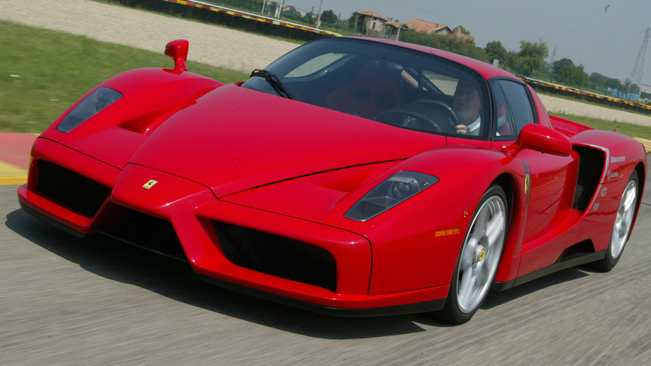 Red 2002 Ferrari Enzo Driven On Track