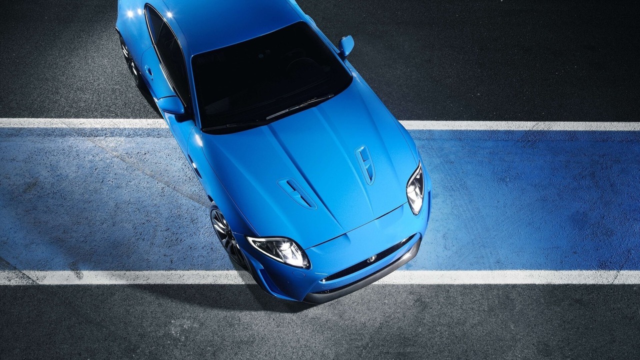 French Racing Blue 2012 Jaguar XKR-S Parked Track Top View