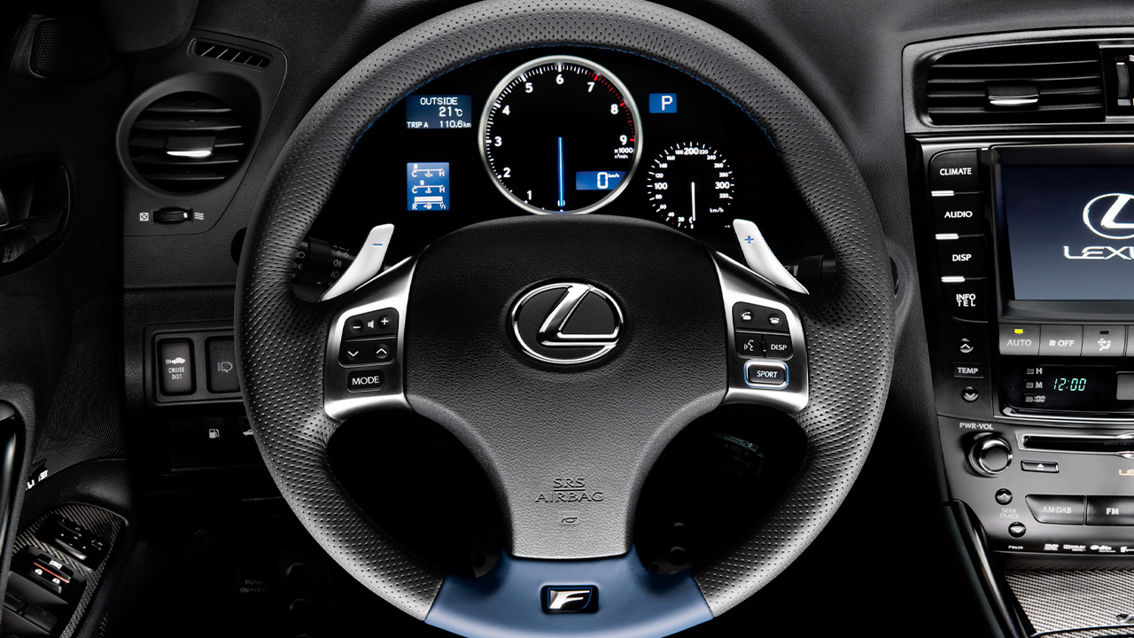 A facelift Lexus IS F's interior, driver's side