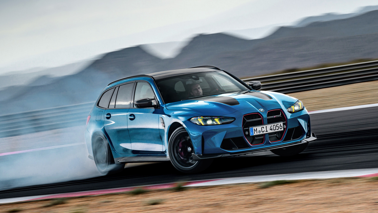 Laguna Seca Blue BMW M3 CS Touring Drifting On Track