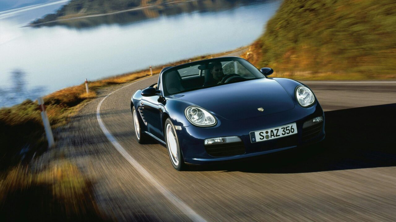 Blue Porsche Boxster 987.