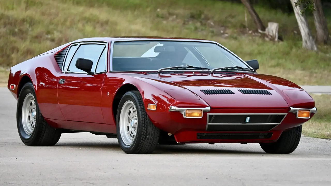 Red 1972 DeTomaso Pantera Parked Front 3/4 View