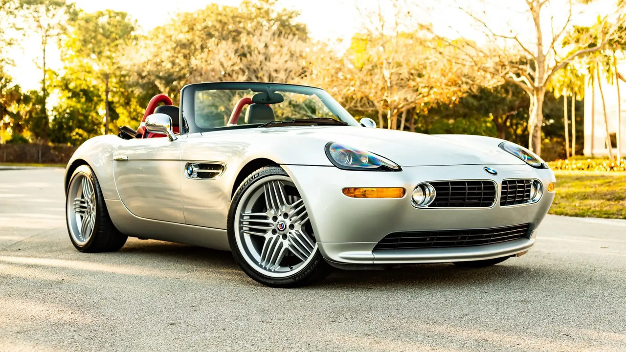 Silver 2000 BMW Z8 Roadster Parked Without Roof Front 3/4 View