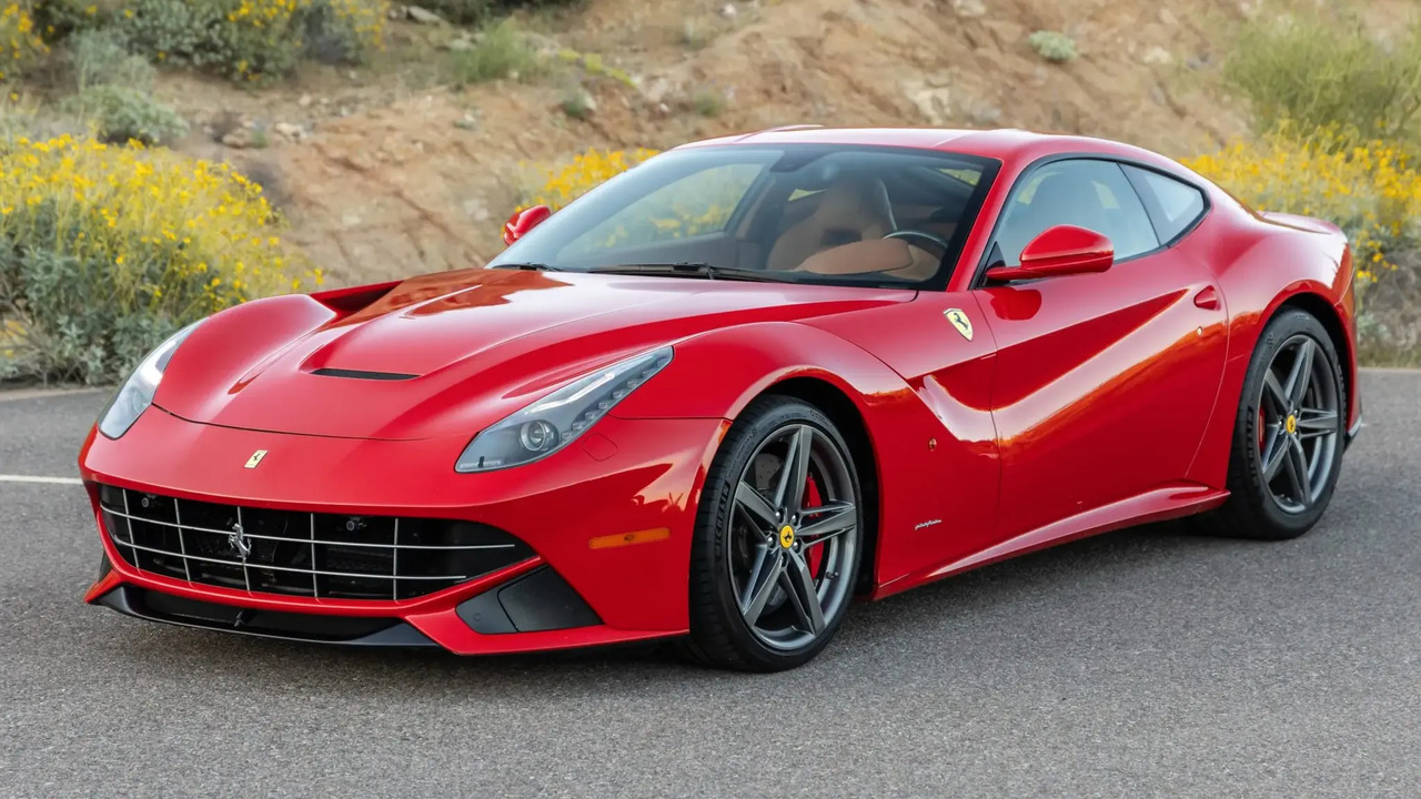 Red 2013 Ferrari F12berlinetta Parked Front 3/4 View