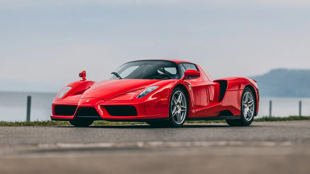 Red 2003 Ferrari Enzo Parked Front 3/4 View