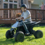 A child riding a Tesla Cyberquad