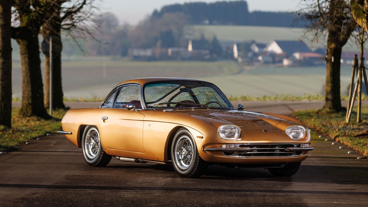 Bronze 1965 Lamborghini 350 GT Parked Front 3/4 View