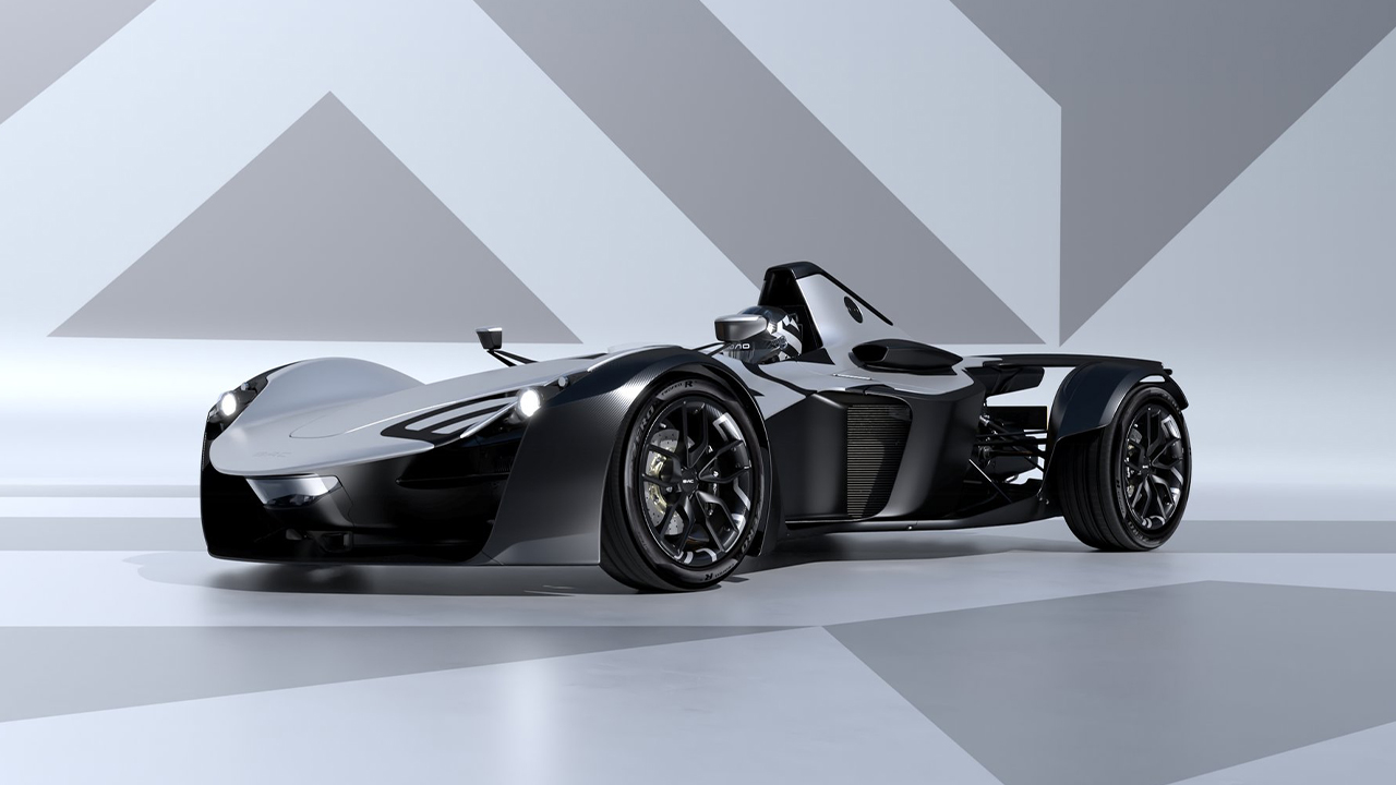 The new BAC Mono in white, front 3/4 view, studio shot