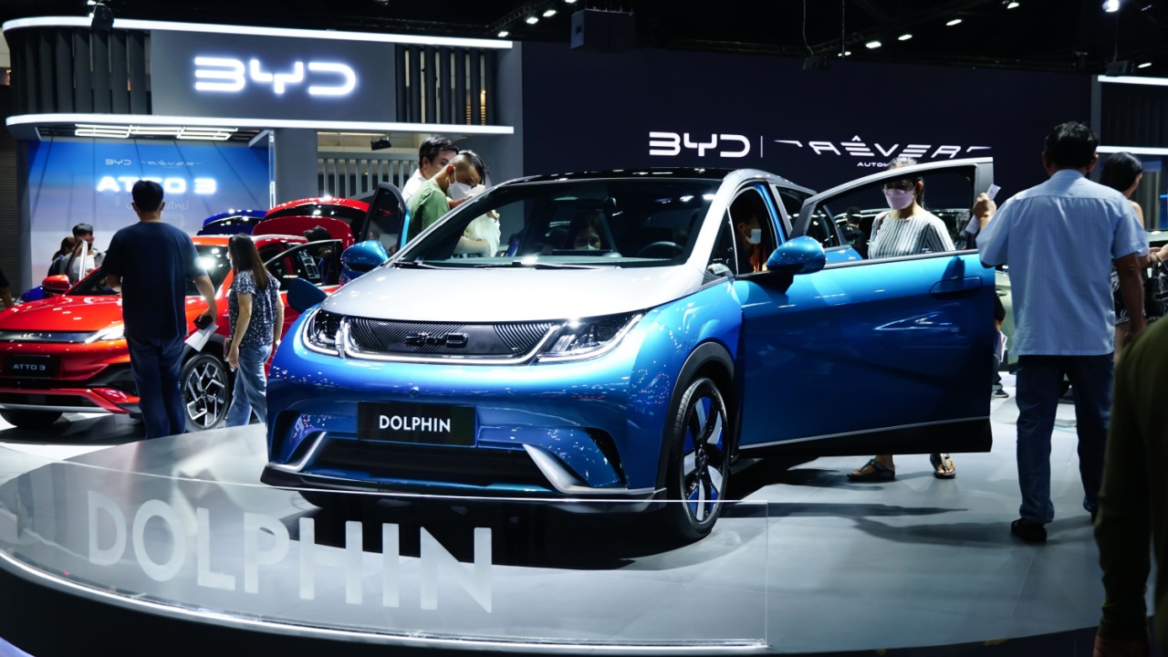 BYD DOLPHIN, electric car on display