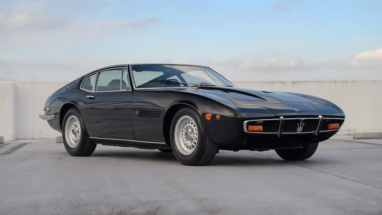 Black 1972 Maserati Ghibli SS 4.9 Coupe Parked Front 3/4 View