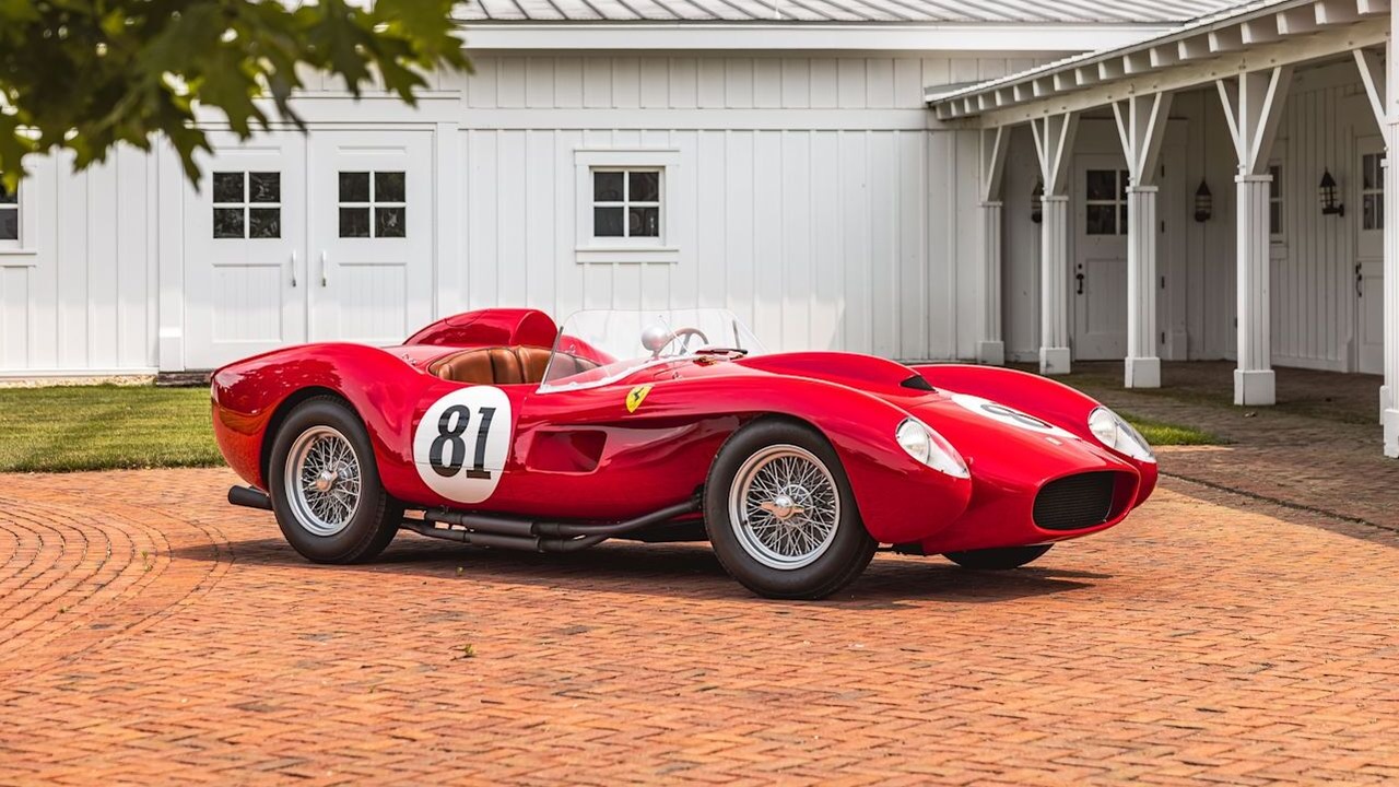 Red 1957 Ferrari 250 Testa Rossa Parked Front 3/4 View