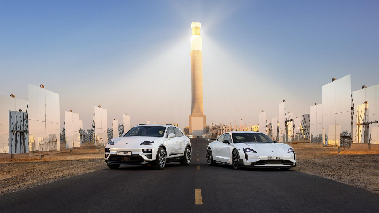 Macan Turbo Electric, Taycan Turbo GT with Weissach Package, Dubai, UAE, 2025, Porsche AG