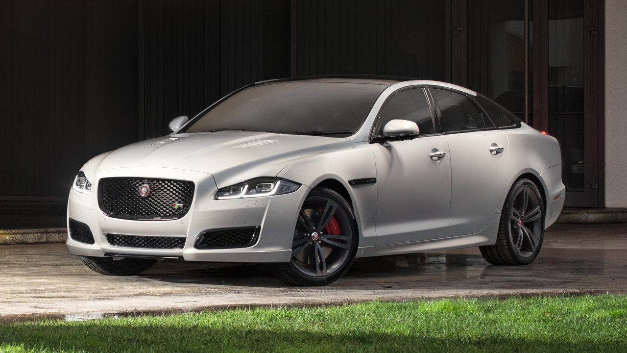 Silver 2015 Jaguar XJR Parked Front 3/4 View