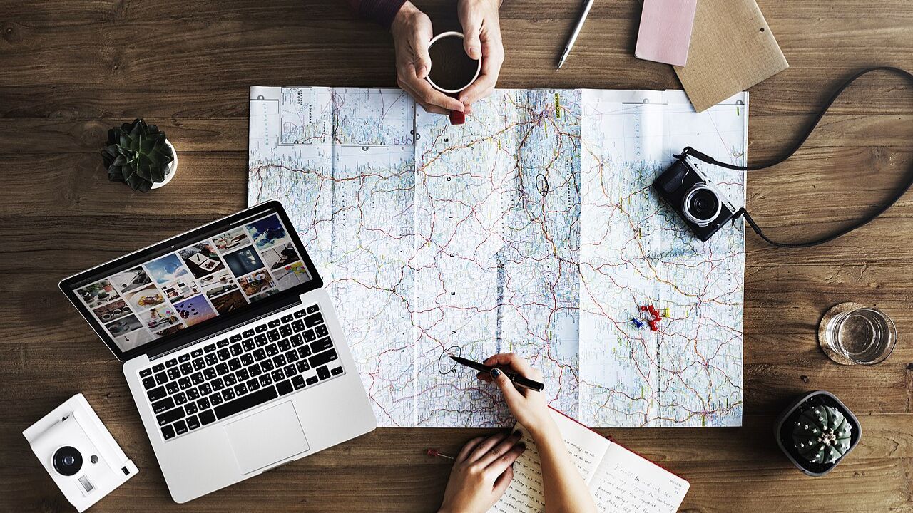 Planning a trip over coffee