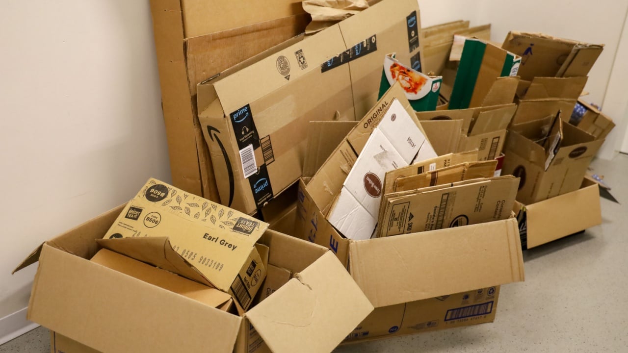 Stacks of broken down boxes