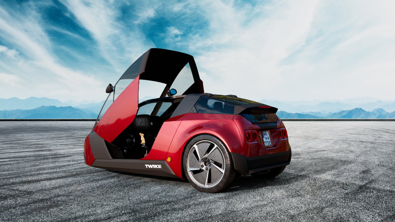 Twike with blue skies