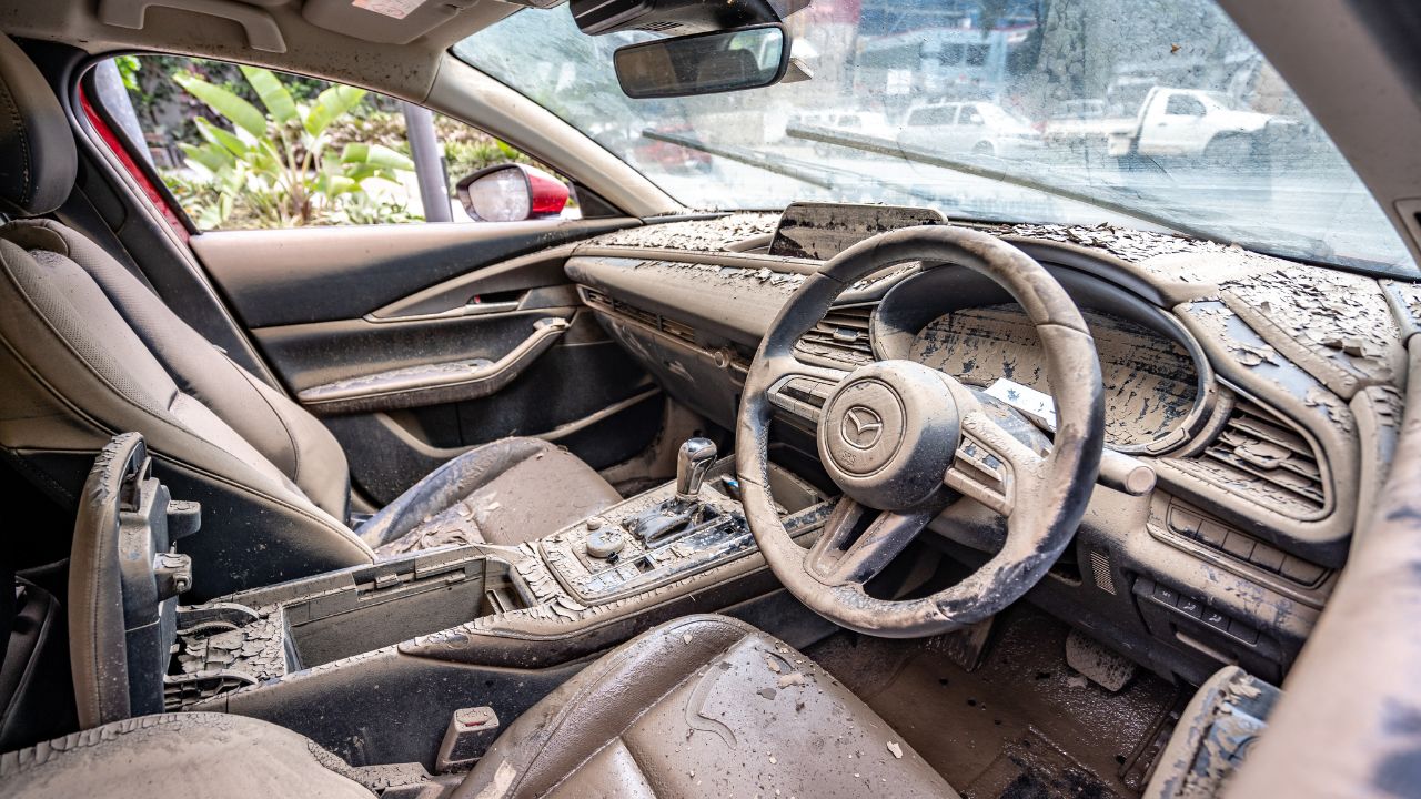 Flooded car, flood damaged car