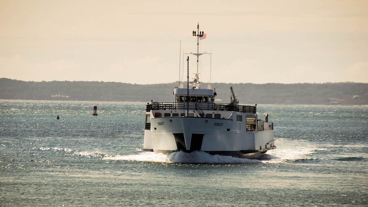 Ferry carrying cars and lorries arriving from Martha's Vineyard