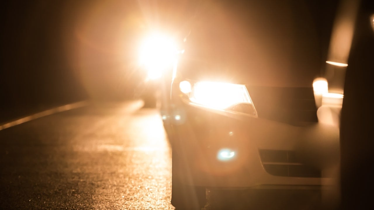 A picture of car high beams