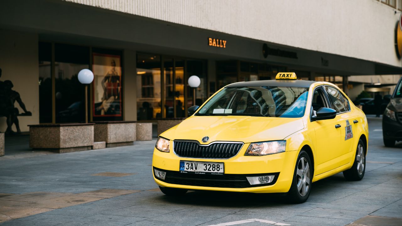 Taxi on a city street