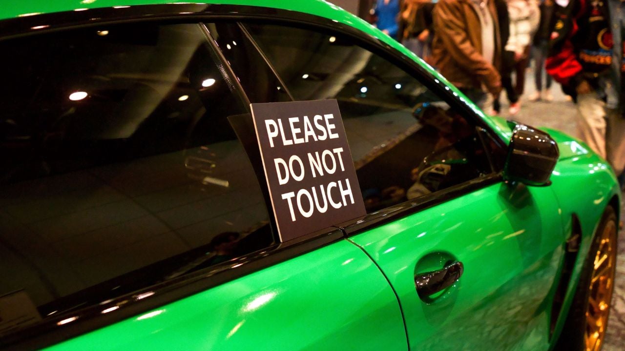 do not touch car sign