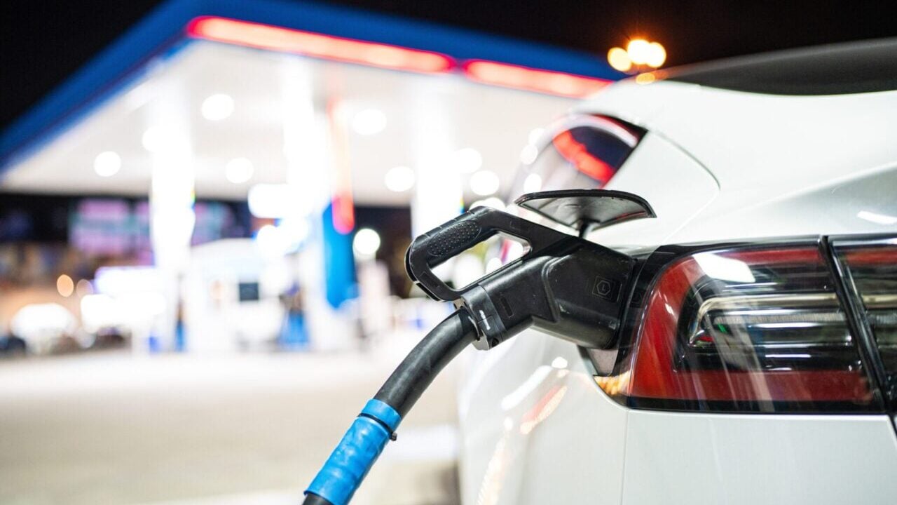 Electric,Battery,Car,Charge,At,Ev,Station,At,Night,Clean