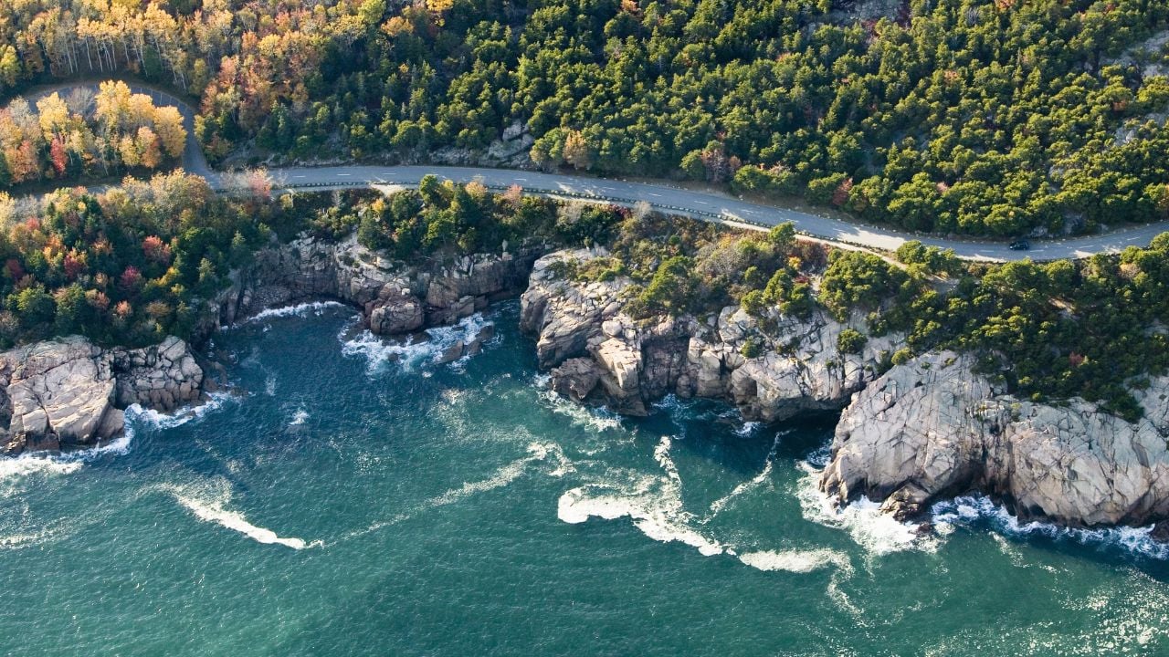 Coastal Road Along Acadia National Park, Maine Coastal Route, US-1
