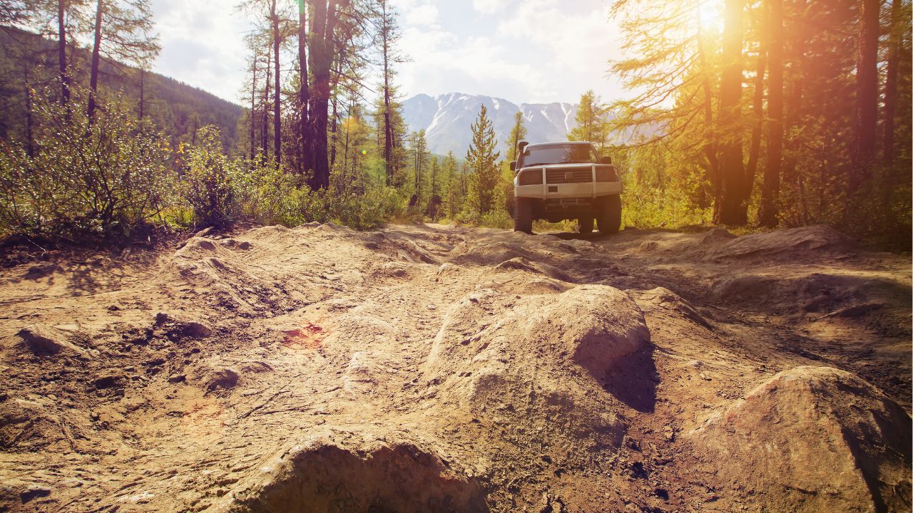 Offroad in wild mountains.