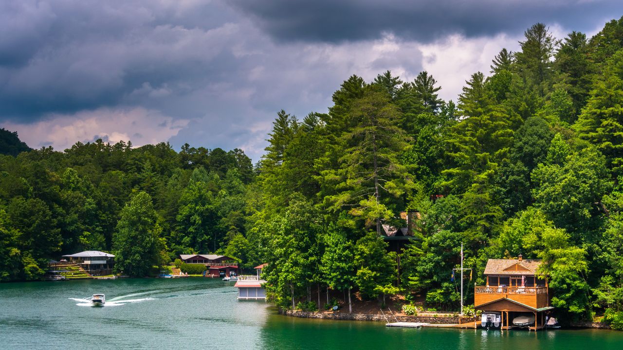 lake surrounded by blue ridge