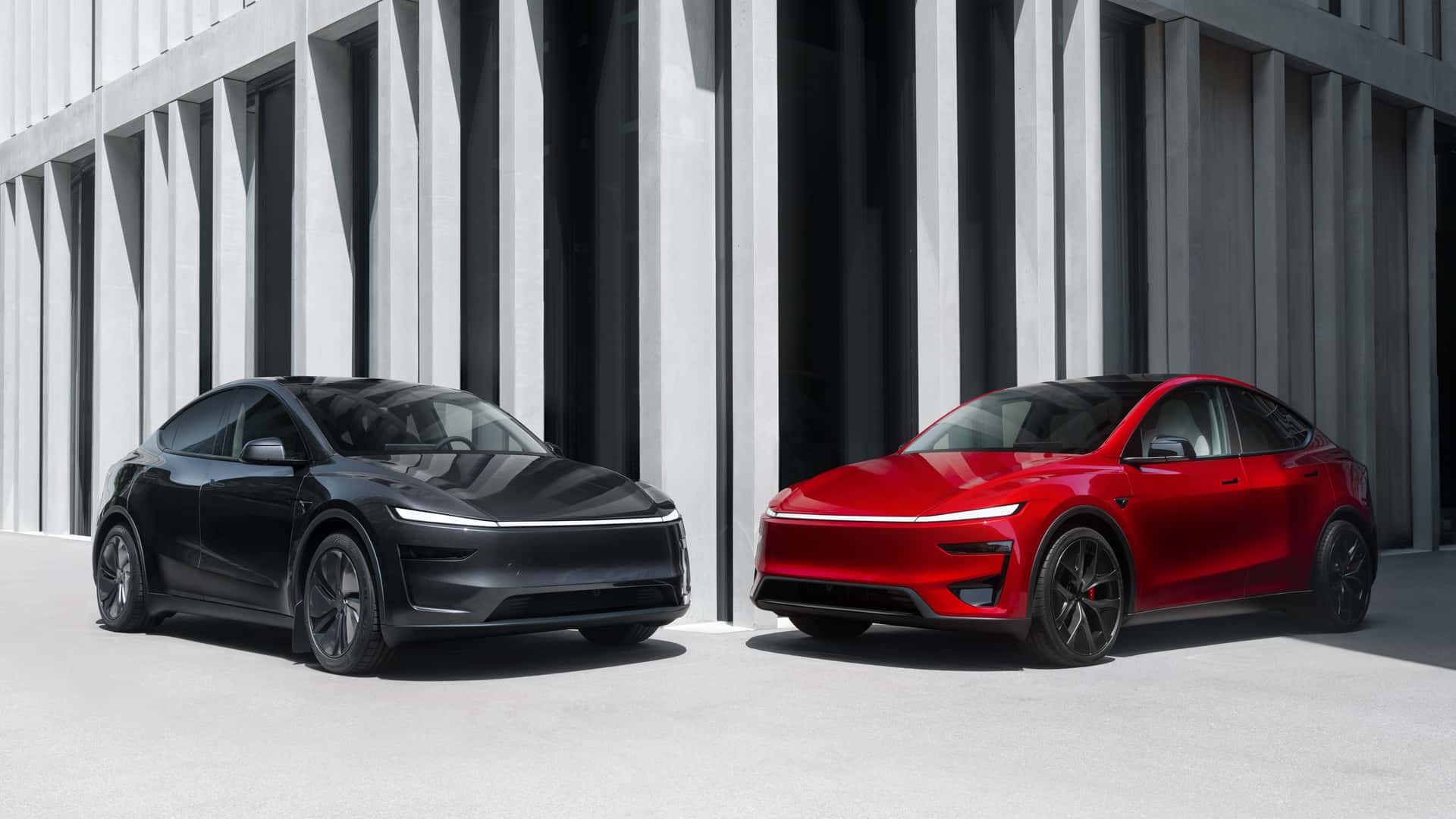 tesla model y black and red