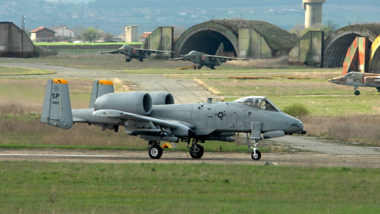 An 81st Fighter Squadron A-10 “Warthog” taxis down the runway