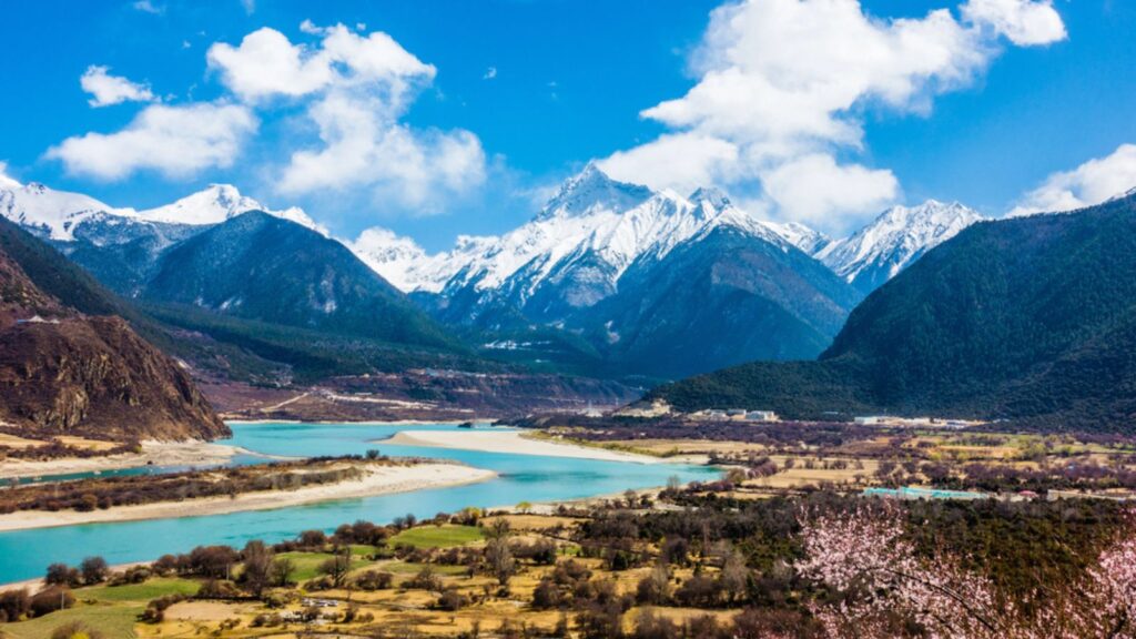 Aerial view of the Yarlung Tsangpo Grand Canyon or Yarlung Zangbo Grand Canyon, the deepest canyon in the world, in southwest China's