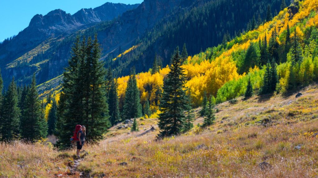 Hiker Backpacker Colorado Fall foliage Colors