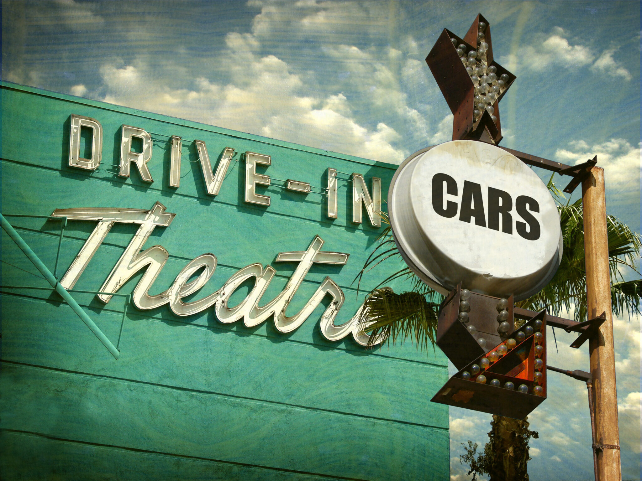 drive in theater old school sign