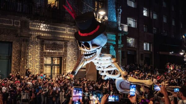 MEXICO CI, MEXICO - Oct 29, 2022: The Day of the Dead parade in Mexico City downtown