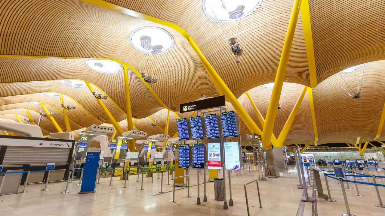 Madrid, Spain - November 21, 2019: Terminal 4 of Madrid Barajas Airport in Spain.