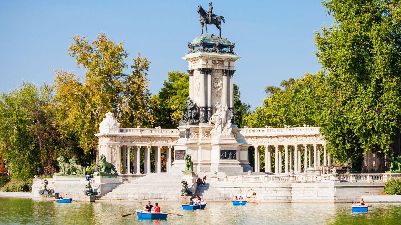Monument to Alfonso XII in the Buen Retiro Park, one of the largest parks of Madrid city, Spain. Madrid is the capital of Spain.