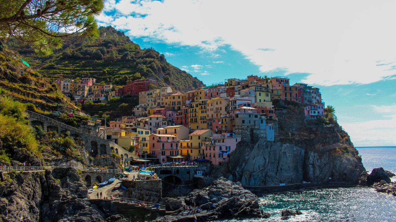 Manarola, Cinque Terre, Italy - SEP 11, 2017: Manarola one of the villages of Cinque Terre