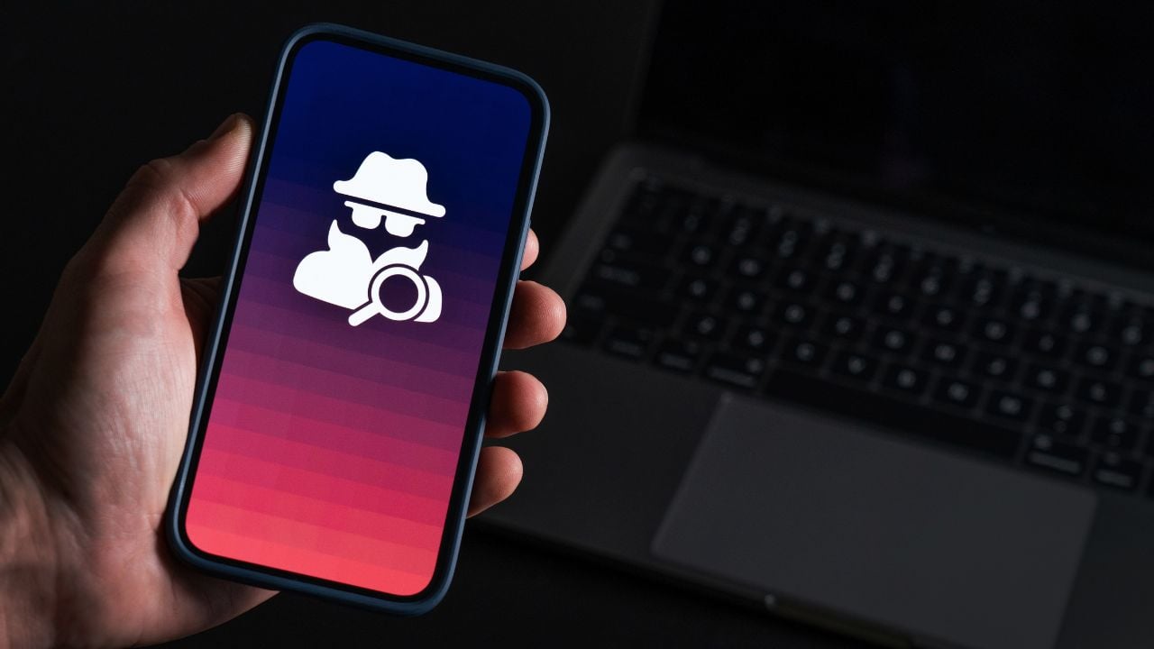 phishing, cybersecurity concept on a smartphone screen, spying phone