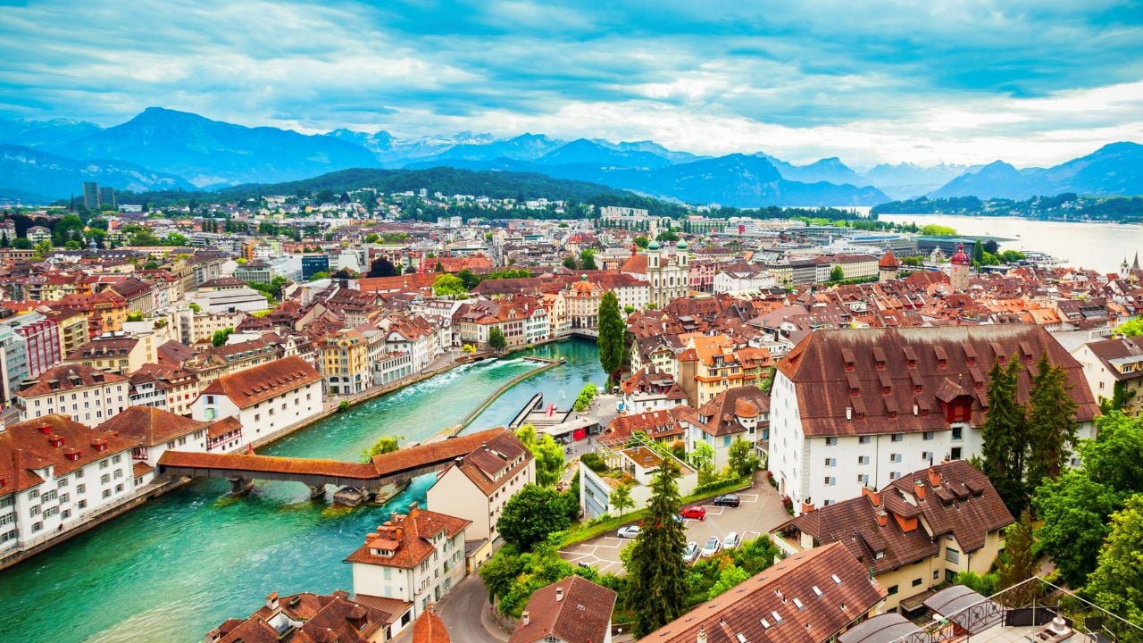 Aerial panoramic view of Lucerne, Switzerland