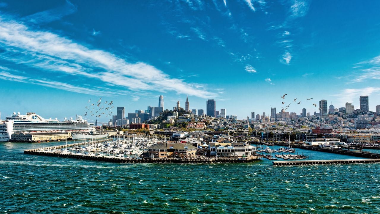 SAN FRANCISCO, CALIFORNIA - April 25, 2023: San Francisco is the 13th-most populous city in the U.S. and is known for its cool summers, fog, rolling hills, eclectic mix of architecture, and landmarks