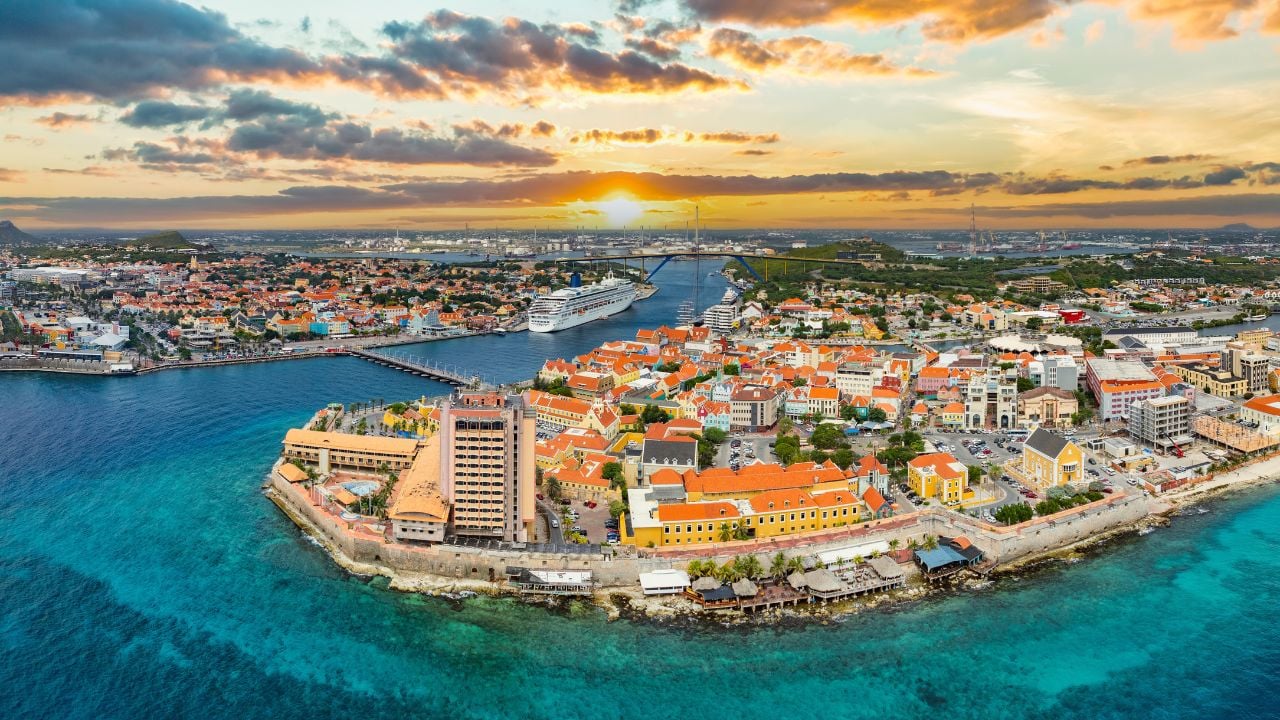 Willemstad, Curacao Sunrise Skyline Aerial