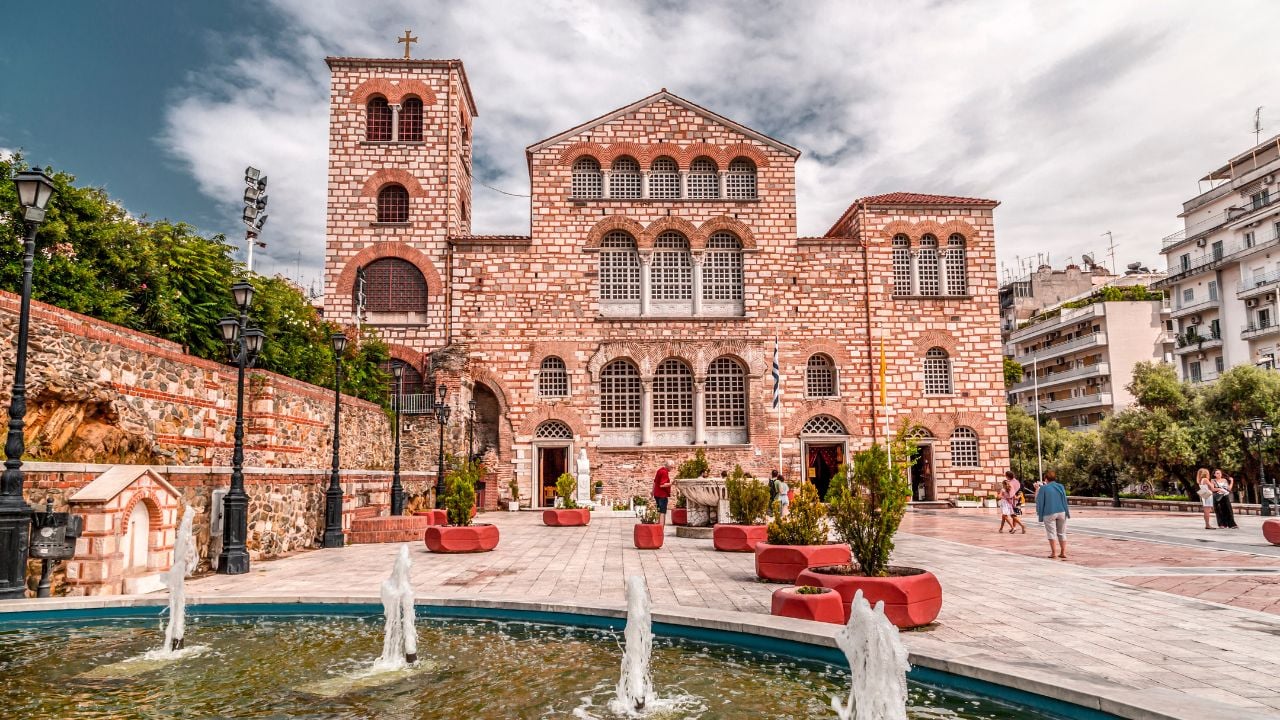 Thessaloniki, Greece - July 22, 2018: The church of Agios Dimitrios is dedicated to the patron Saint of the city and holds a prominent position among all the churches in Thessaloniki.