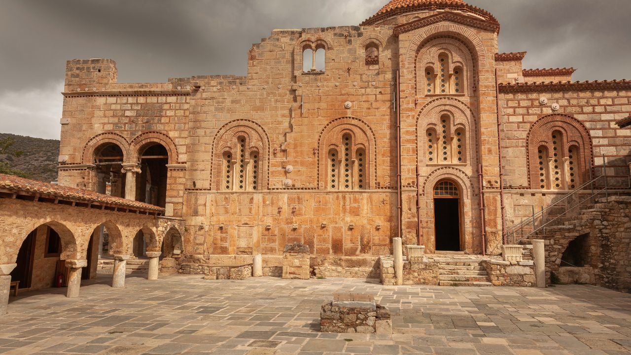 ATHENS, GREECE - OCT 5, 2020 : Old church in Daphni Monastery near Athens