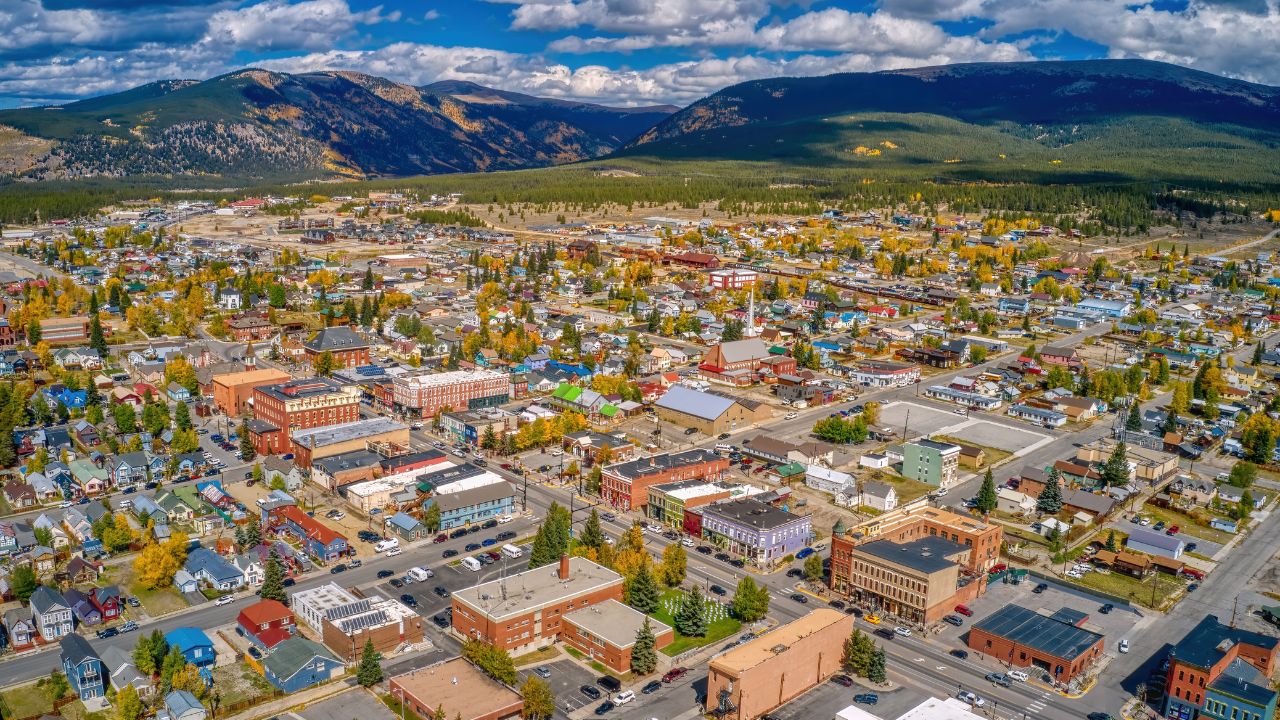 Aerial View of Leadville, Colorado during Autumn