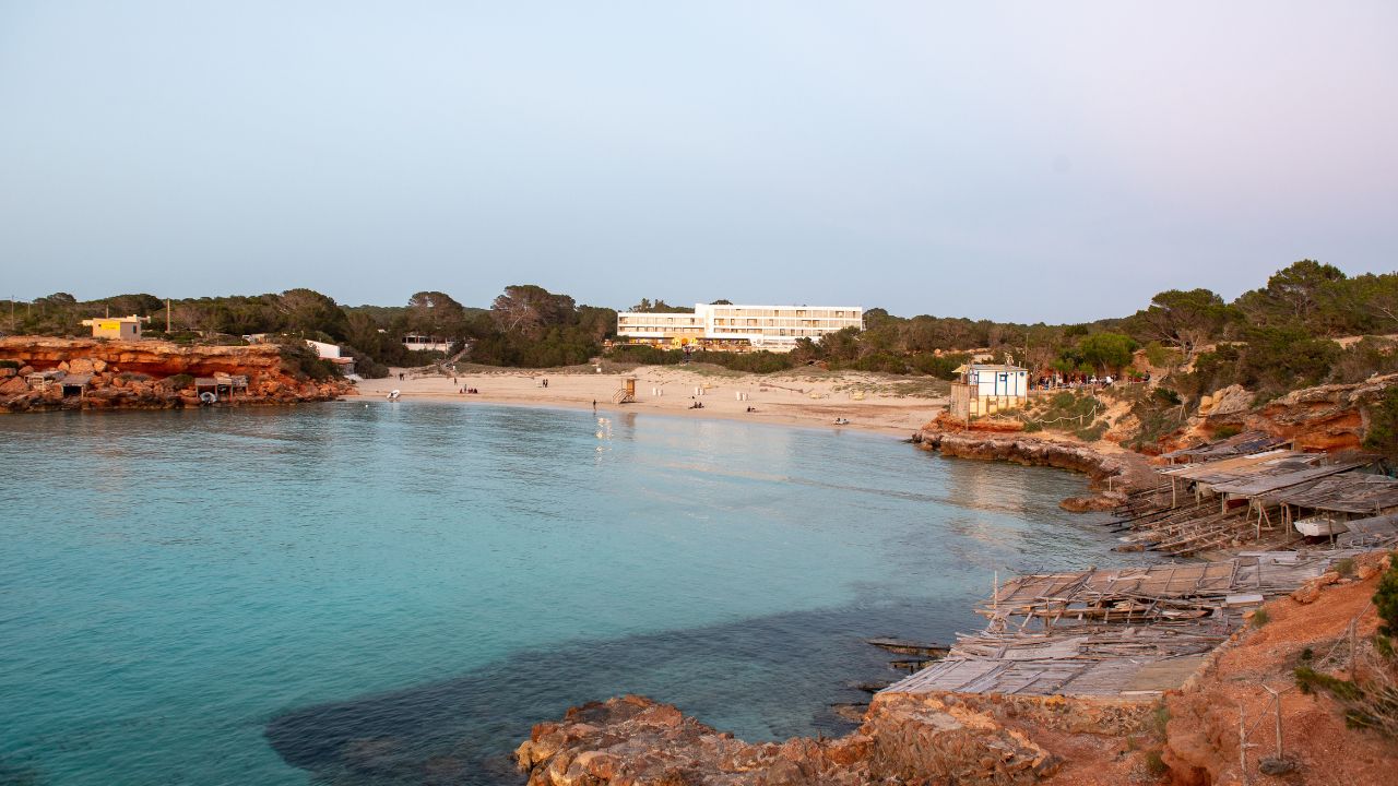 The end of the day in Cala Saona beach, Formentera, Spain